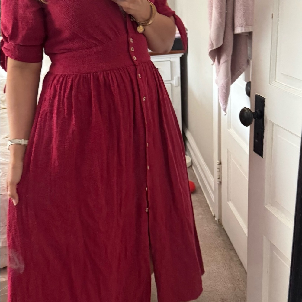 Free People Red Long Sleeve Dress
